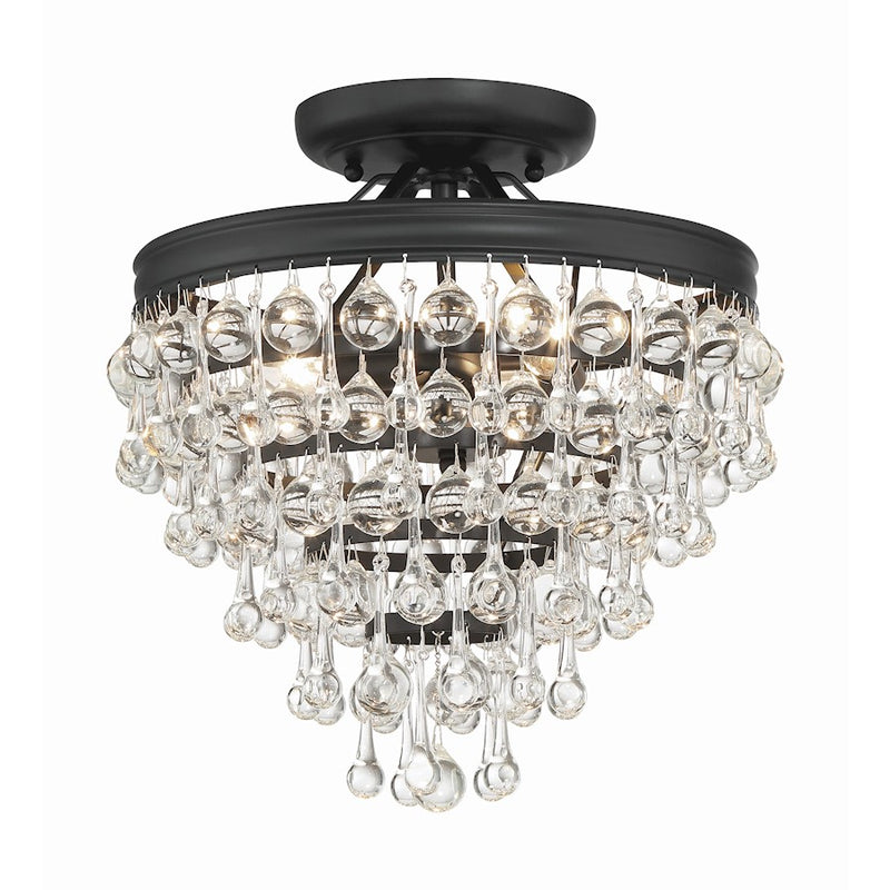 Crystorama Calypso Semi Flush Mount, Matte Black
