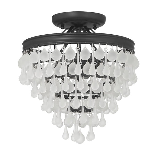 Crystorama Calypso 3 Light Semi Flush Mount, Matte Black