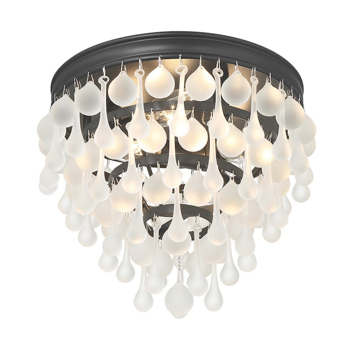 Crystorama Calypso 3 Light Flush Mount, Matte Black