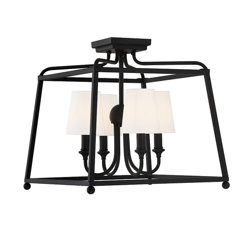 Crystorama Sylvan 4 Light Semi Flush Mount, Black Forged/Ivory