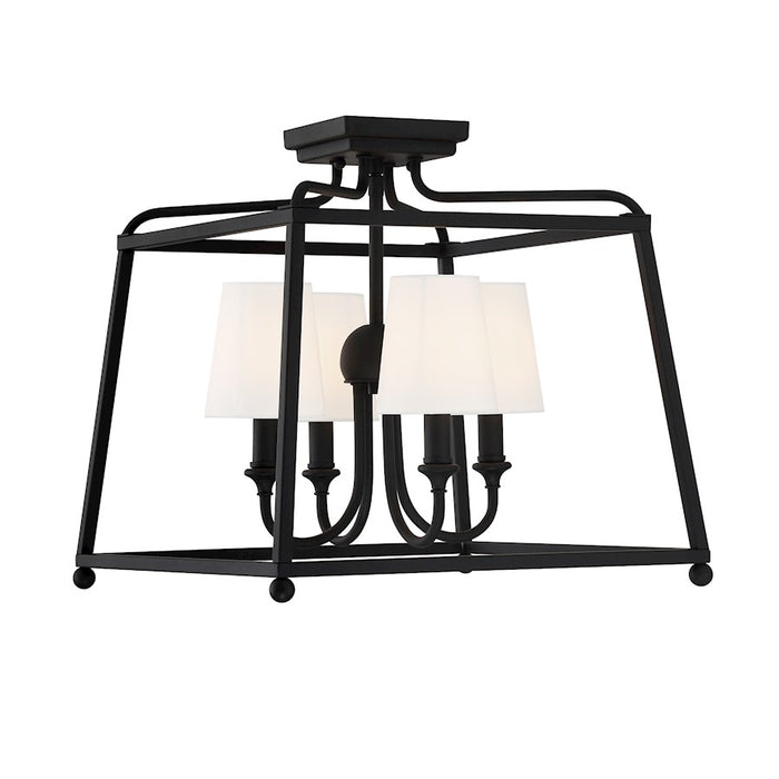 Crystorama Sylvan 4 Light Semi Flush Mount, Black Forged/Ivory