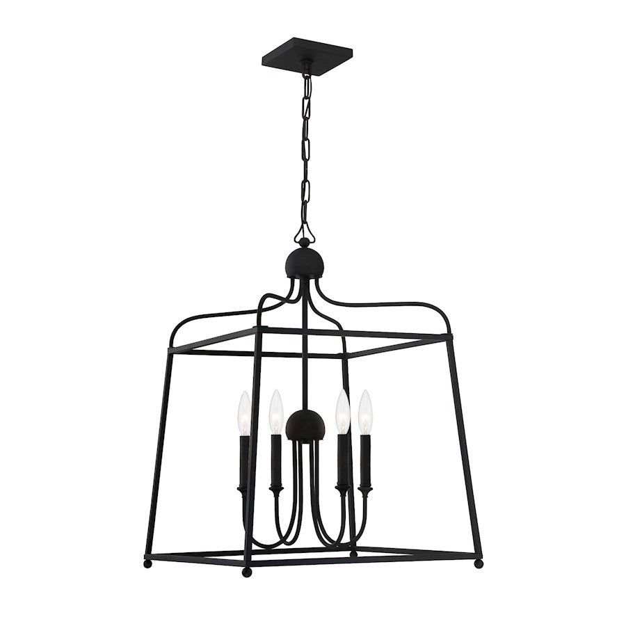 Crystorama Sylvan 4 Light Chandelier, Black Forged