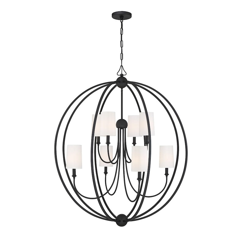 Crystorama Sylvan 8 Light Chandelier, Black Forged/Ivory