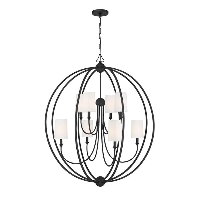 Crystorama Sylvan 8 Light Chandelier, Black Forged/Ivory
