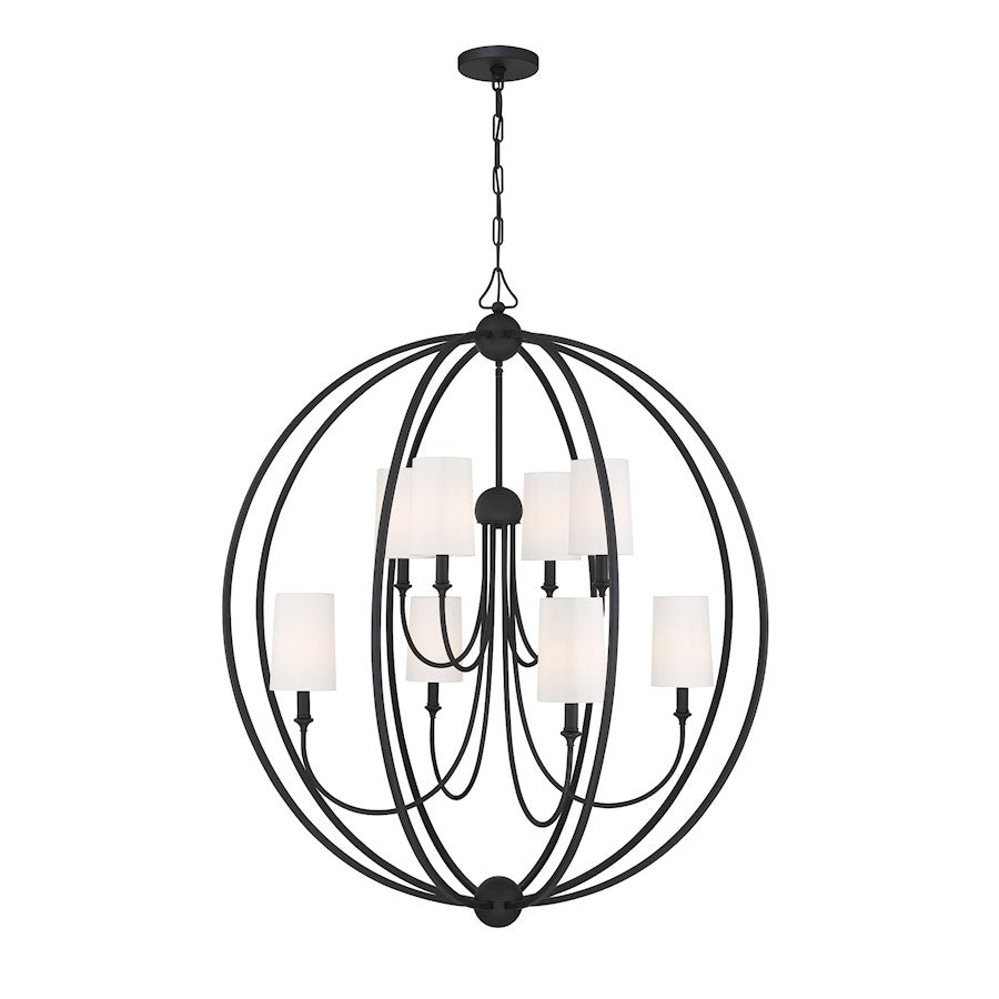 Crystorama Sylvan 8 Light Chandelier, Black Forged/Ivory