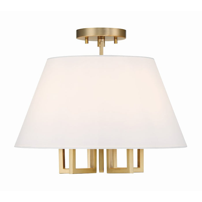 Crystorama Westwood 5 Light Semi Flush Mount, Gold/White