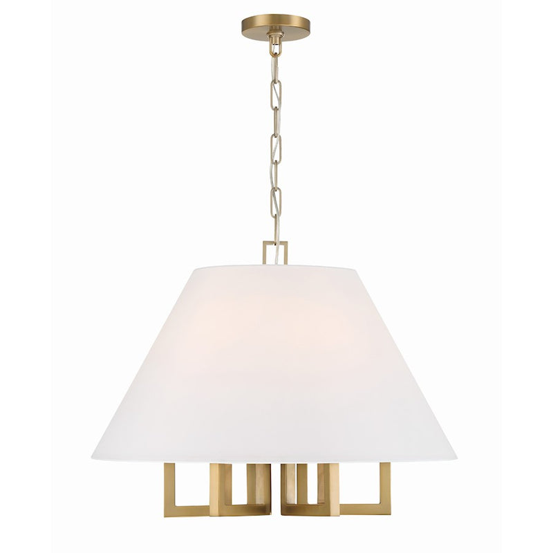 Crystorama Westwood 6 Light Chandelier, Vibrant Gold/White