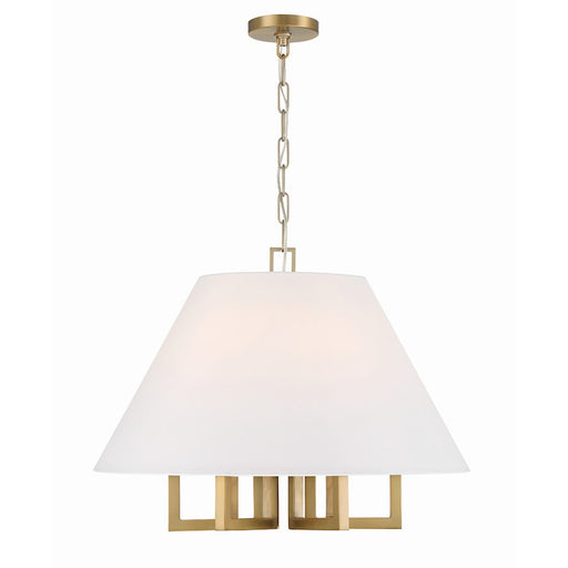 Crystorama Westwood 6 Light Chandelier, Vibrant Gold/White