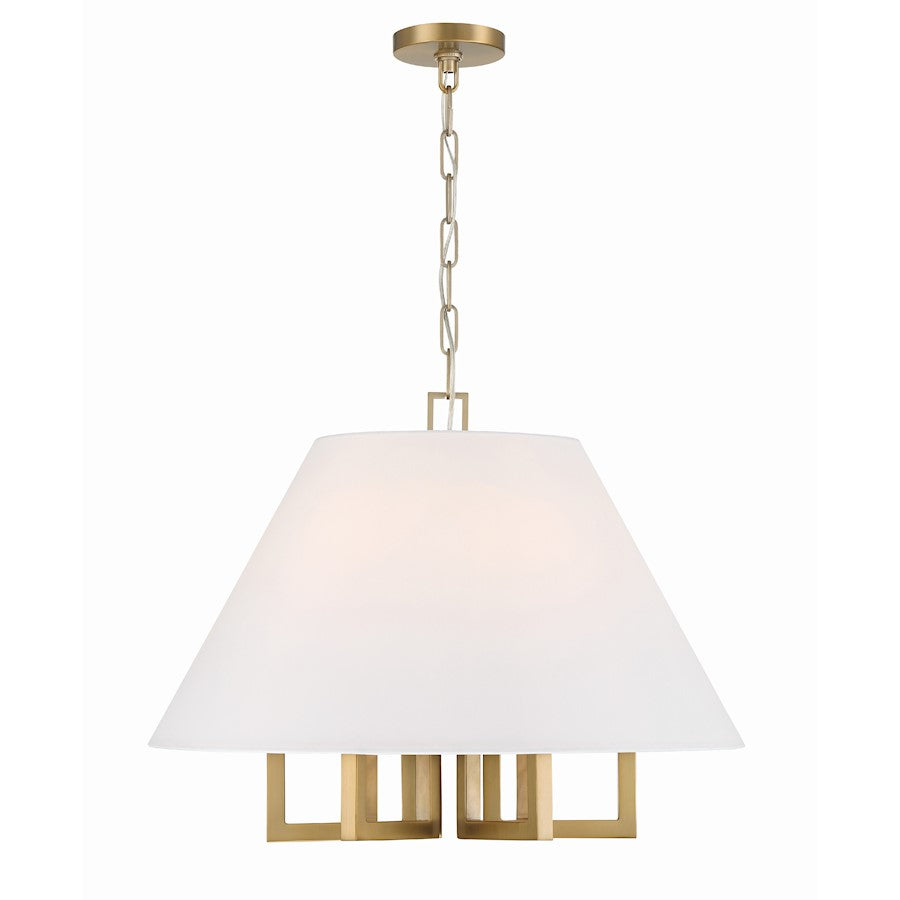 Crystorama Westwood 6 Light Chandelier, Vibrant Gold/White