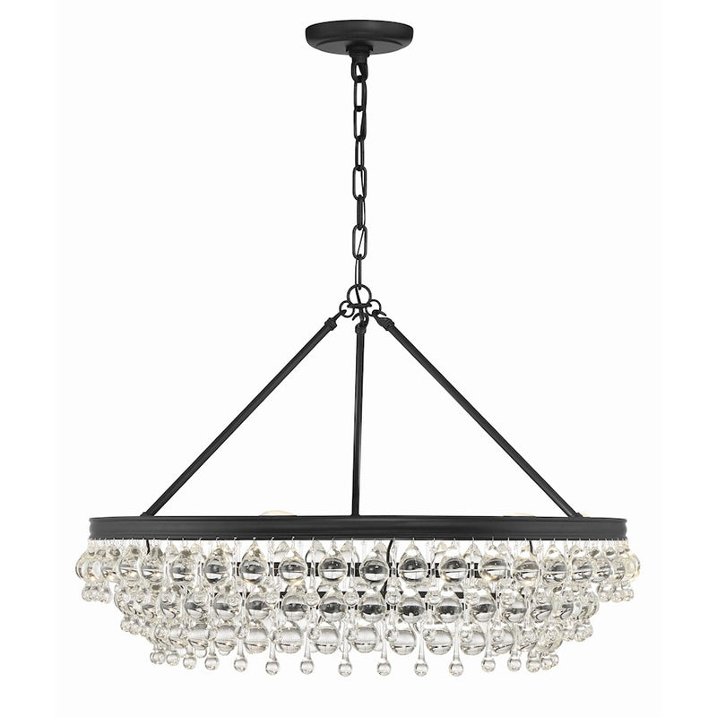 Crystorama Calypso 6 Light 30" Chandelier, Matte Black