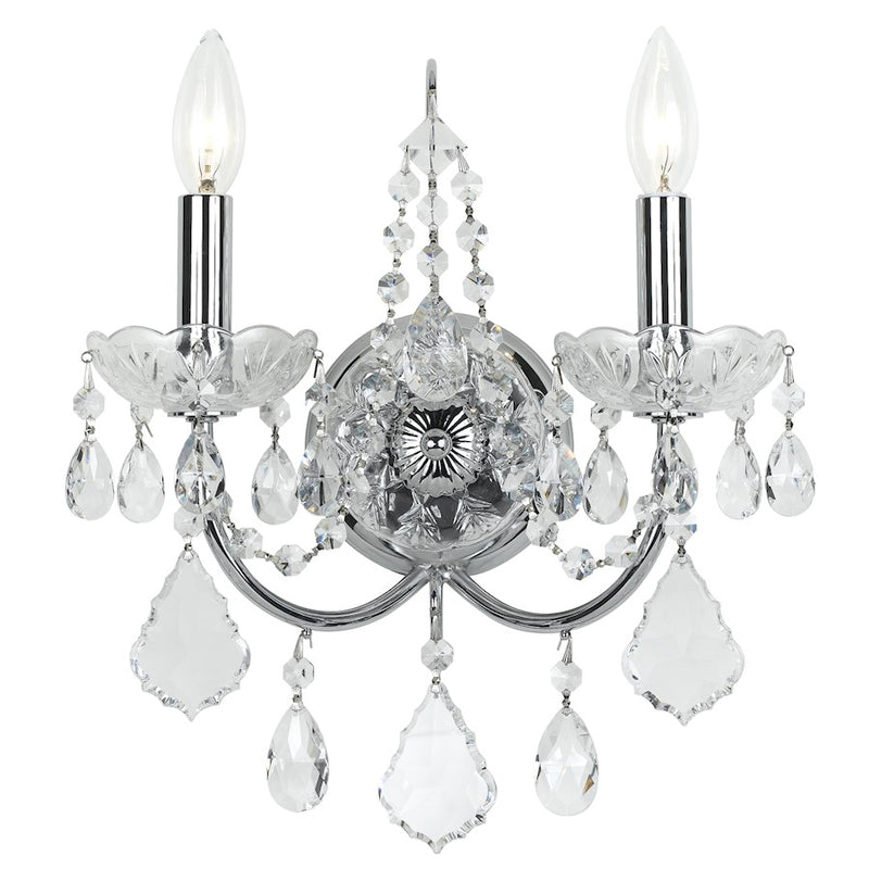 Crystorama Imperial 2 Light Clear Crystal Chrome Sconce
