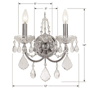 Crystorama Imperial 2 Light Clear Crystal Chrome Sconce