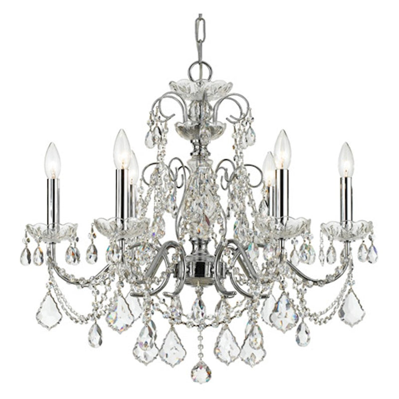 Crystorama Imperial 6 Light Chandelier, Polished Chrome/Italian