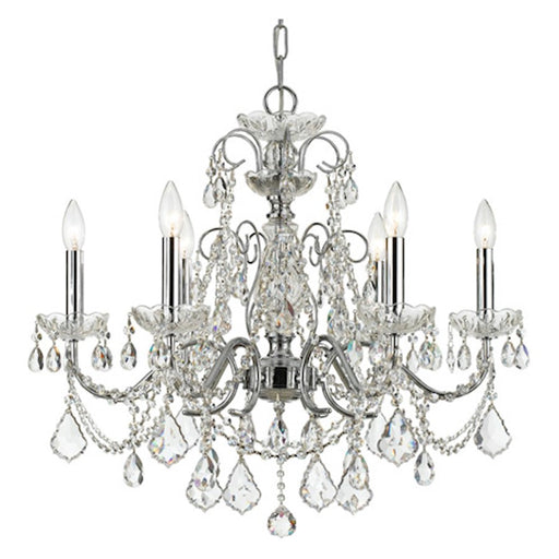 Crystorama Imperial 6 Light Chandelier, Polished Chrome/Italian