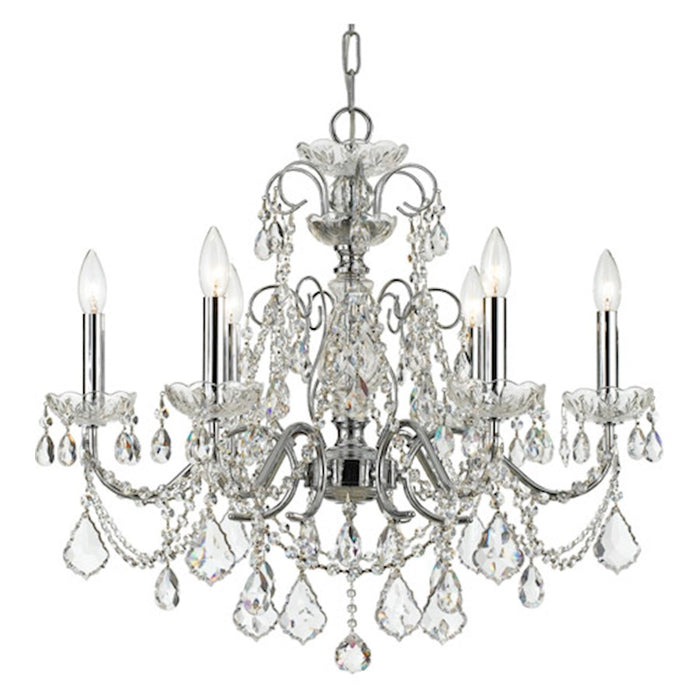 Crystorama Imperial 6 Light Chandelier, Polished Chrome/Italian
