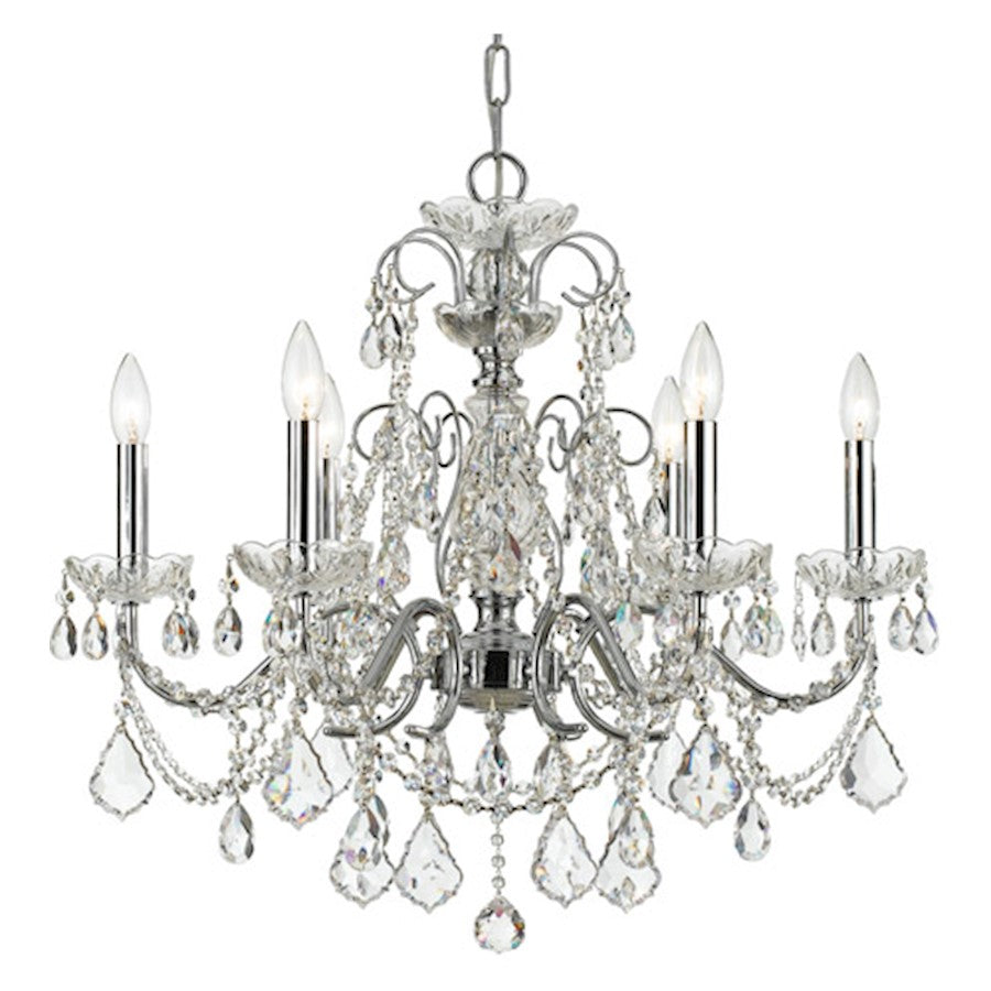 Crystorama Imperial 6 Light Chandelier, Polished Chrome/Italian