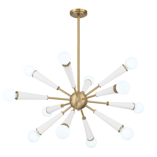 Crystorama Zodiac 12 Light Chandelier, Aged Brass/Matte White - 3812-AG-MT