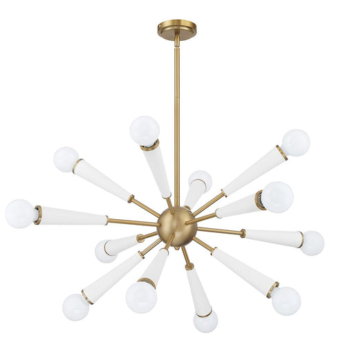 Crystorama Zodiac 12 Light Chandelier, Aged Brass/Matte White
