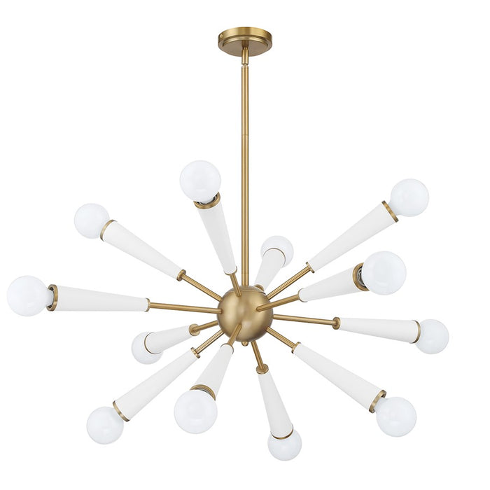 Crystorama Zodiac 12 Light Chandelier, Aged Brass/Matte White