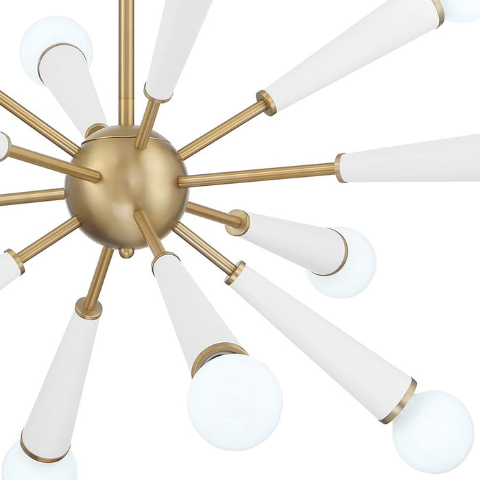 Crystorama Zodiac 12 Light Chandelier, Aged Brass/Matte White