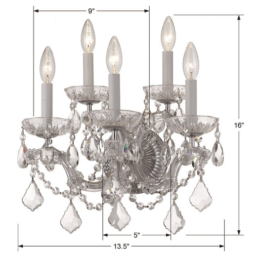 Crystorama Maria Theresa 5 Light, Chrome