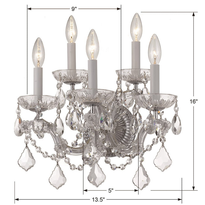 Crystorama Maria Theresa 5 Light, Chrome