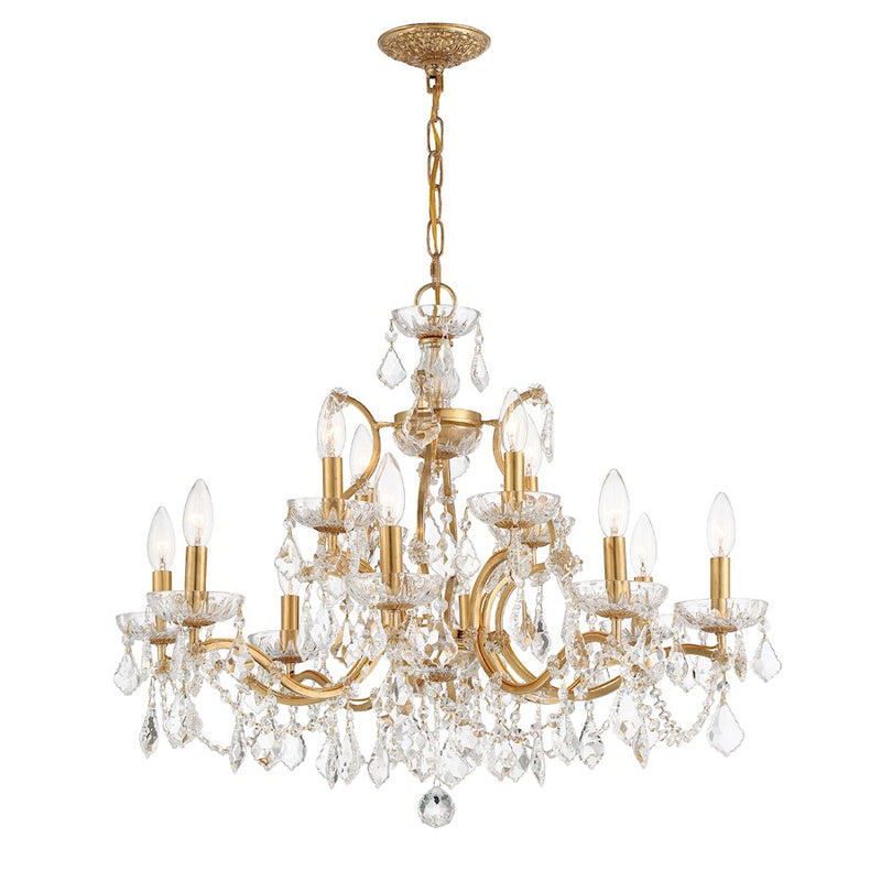 Crystorama Filmore 12 Light Chandelier, Antique Gold