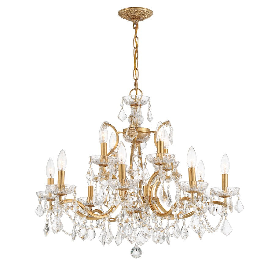 Crystorama Filmore 12 Light Chandelier, Antique Gold