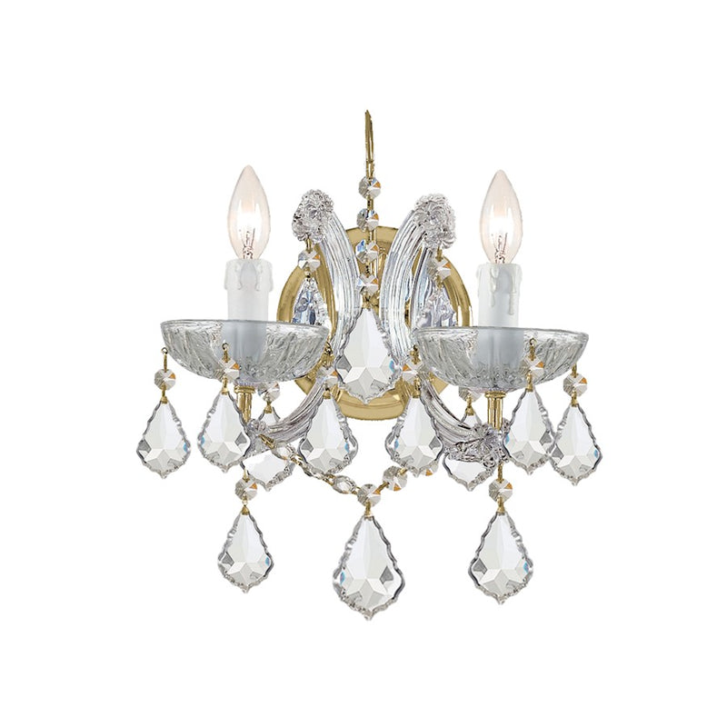 Crystorama Maria Theresa 2 Light Wall Mount, Gold/Clear Italian