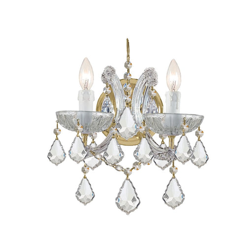 Crystorama Maria Theresa 2 Light Wall Mount, Gold/Clear Italian