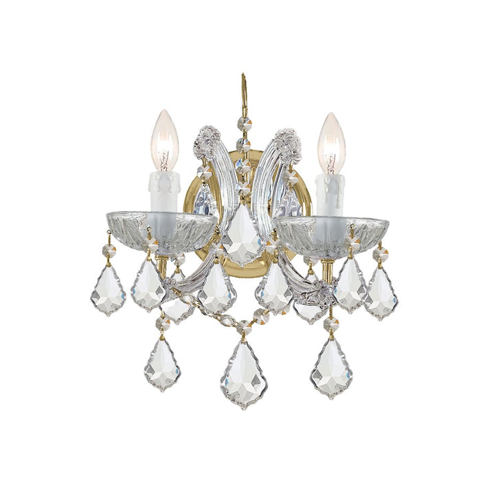Crystorama Maria Theresa 2 Light Wall Mount, Gold/Clear Italian