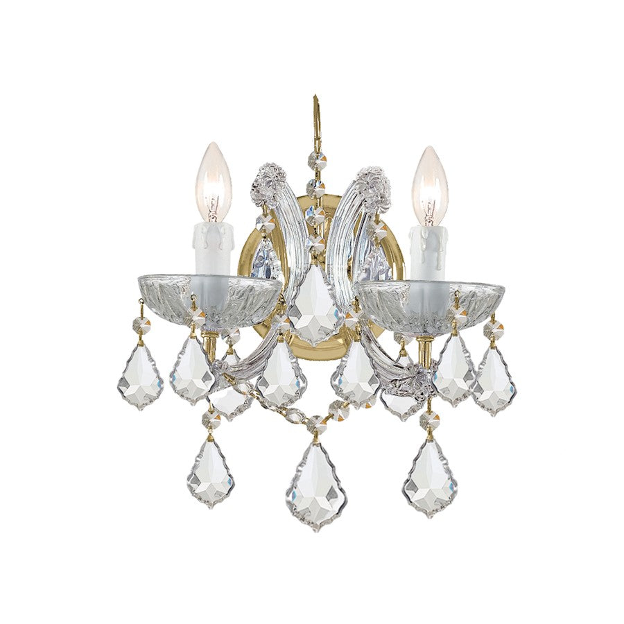 Crystorama Maria Theresa 2 Light Wall Mount, Gold/Clear Italian
