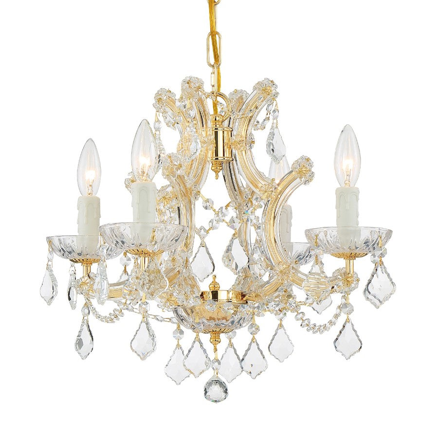 Crystorama Maria Theresa 4 Light Mini Chandelier, Gold/Clear