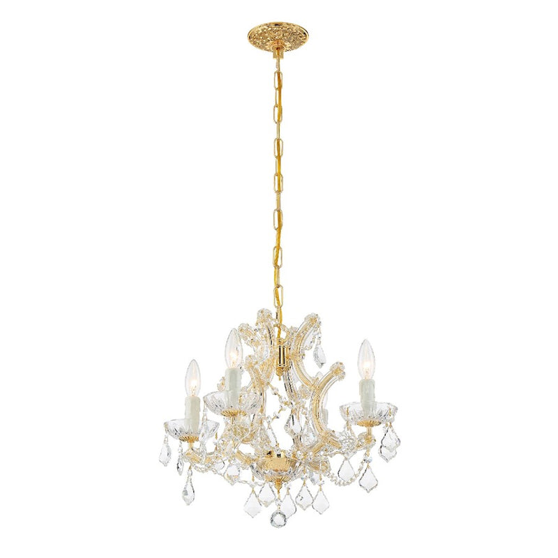 Crystorama Maria Theresa 4 Light Mini Chandelier, Gold/Clear