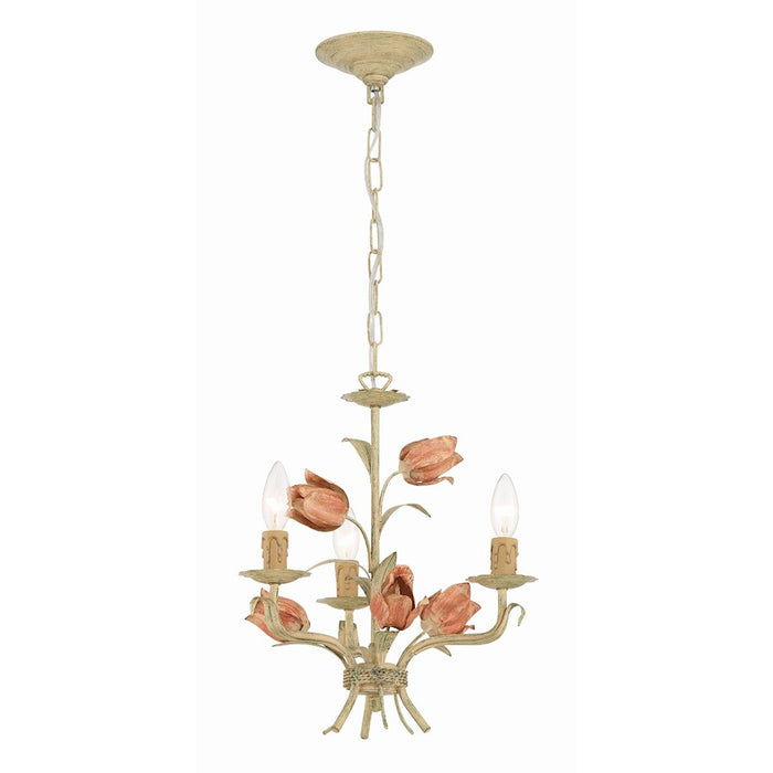 Crystorama Southport 3 Light Mini Chandelier, Sage Rose