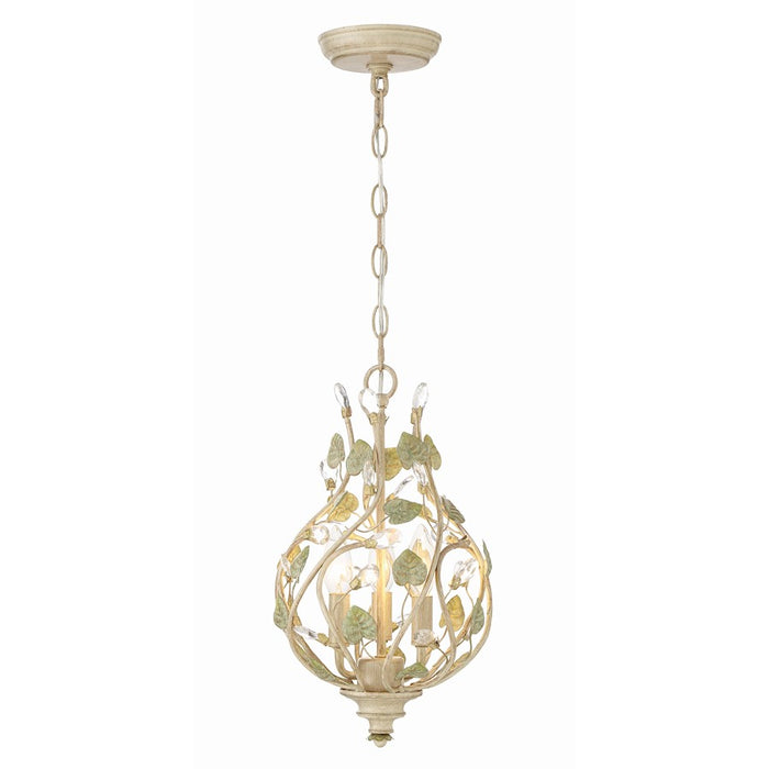 Crystorama Josie 3 Light Mini Chandelier, Champagne Green Tea
