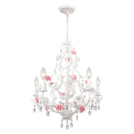 Crystorama Lola 5 Light Chandelier, Wet White