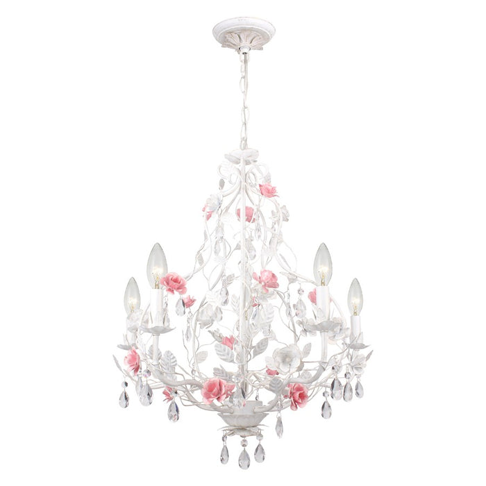 Crystorama Lola 5 Light Chandelier, Wet White