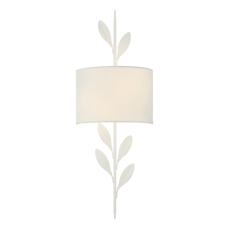 Crystorama Broche 2 Light Sconce, Matte White/White