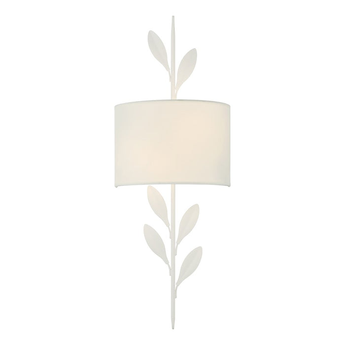 Crystorama Broche 2 Light Sconce, Matte White/White