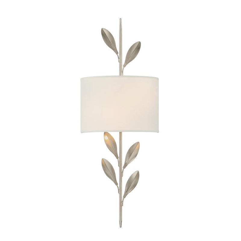 Crystorama Broche 2 Light Sconce, Antique Silver/White
