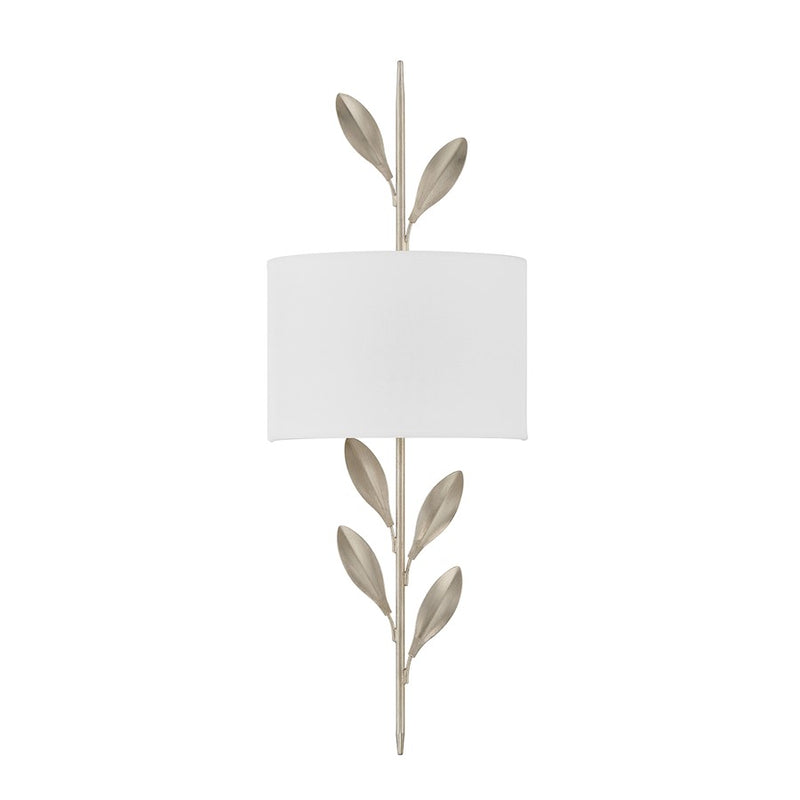 Crystorama Broche 2 Light Sconce, Antique Silver/White