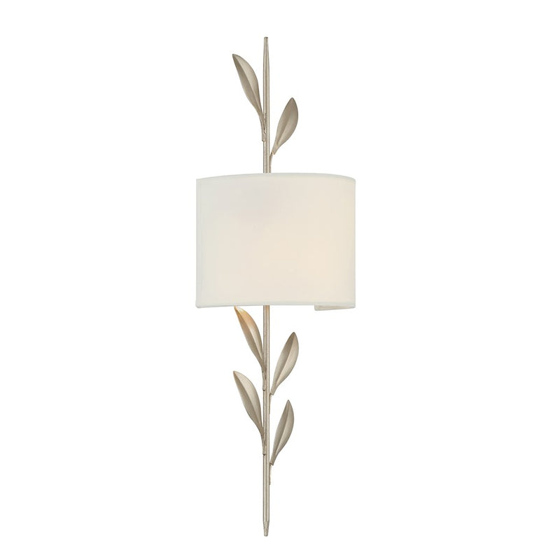 Crystorama Broche 2 Light Sconce, Antique Silver/White