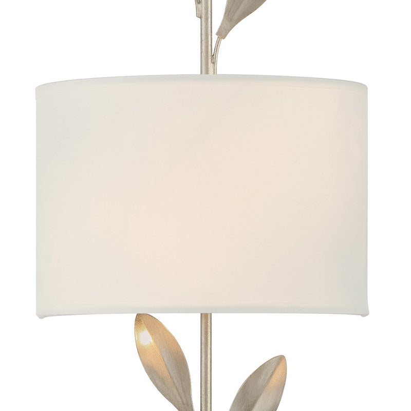 Crystorama Broche 2 Light Sconce, Antique Silver/White