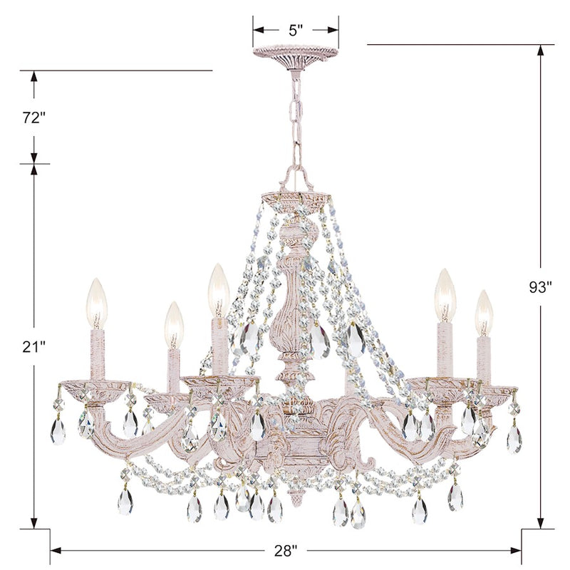 Crystorama Paris Market 6 Lt Clear Crystal White Chandelier I
