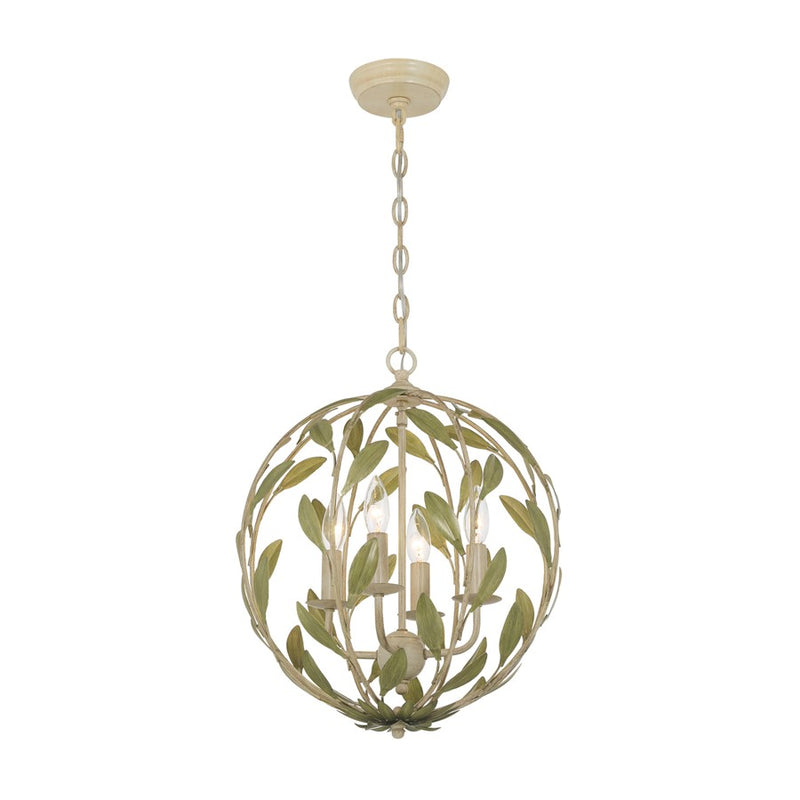 Crystorama Broche 4 Light 16" Chandelier, Champagne Green Tea