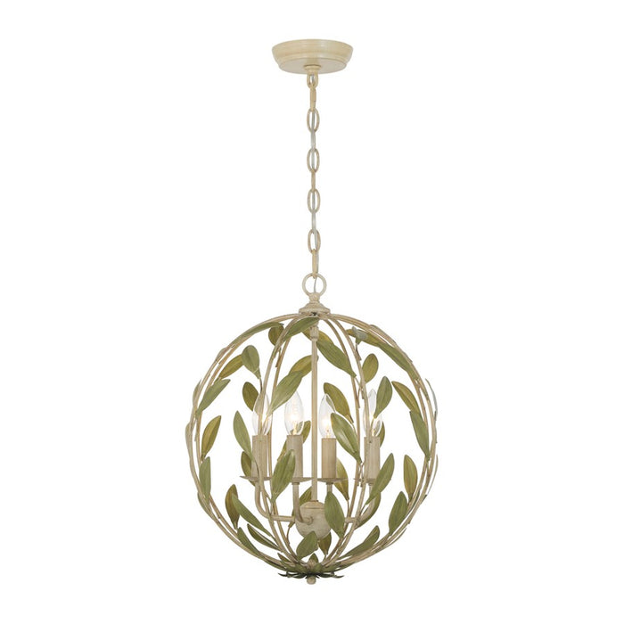 Crystorama Broche 4 Light 16" Chandelier, Champagne Green Tea
