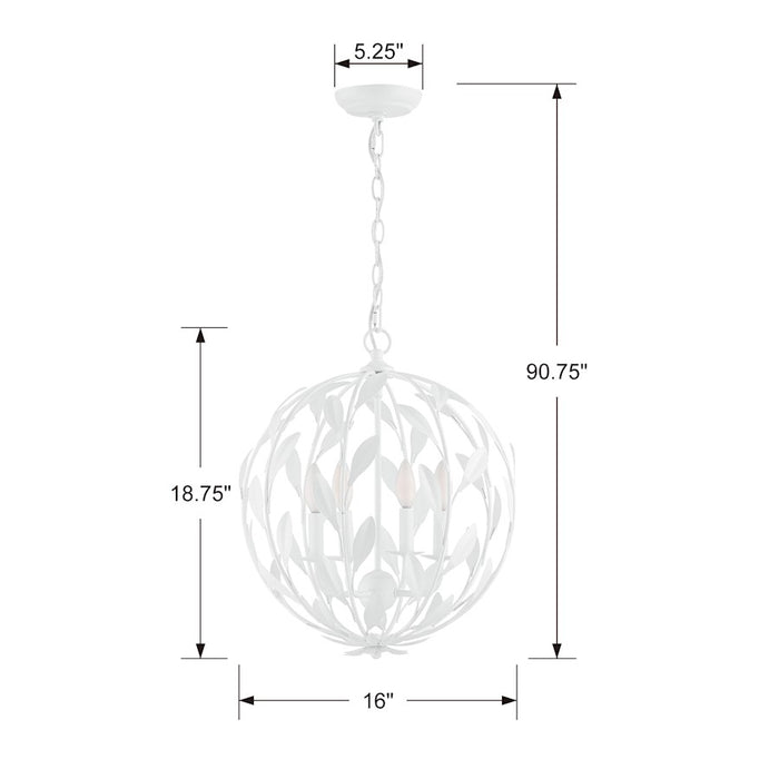 Crystorama Broche Chandelier, Matte White