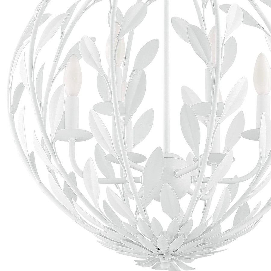 Crystorama Broche Chandelier, Matte White