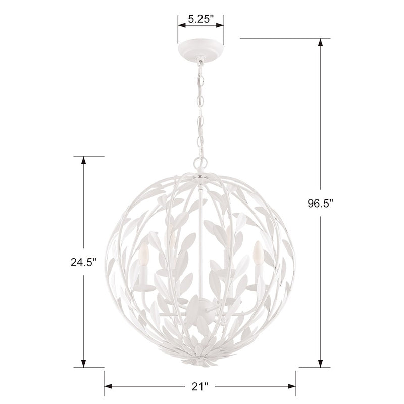 Crystorama Broche Chandelier, Matte White